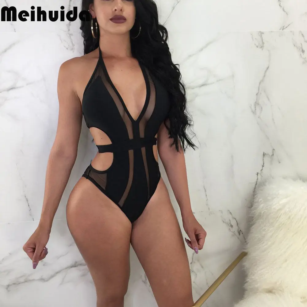 Женский купальник с треугольным вырезом монокини пуш ап сетчатый пляжная одежда