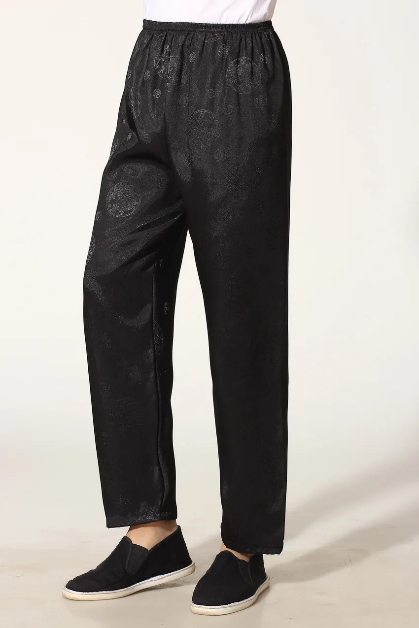 

Black Chinese Men's Satin Silk Kung Fu Shirt Pants Suit Dragon Size S M L XL XXL XXXL M0050-B
