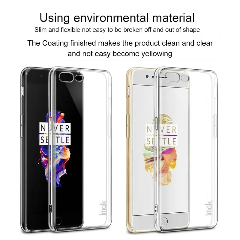 For OnePlus 5 Case iMAK Wear Resistant PRO Transparent Crystal Hard Phone for case |