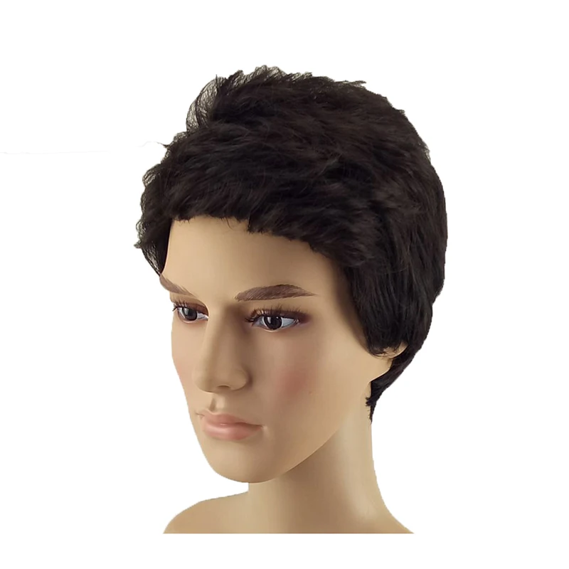 HAIRJOY синтетический натуральный черный парик для мужчин и женщин Короткие вьющиеся слоистые волосы красный коричневый парики на каждый день