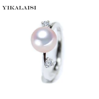 yikalaisi 925 sterling silver natural freshwater oblate pearl fashion rings jewelry for women 7 8mm pearl size 4 colour