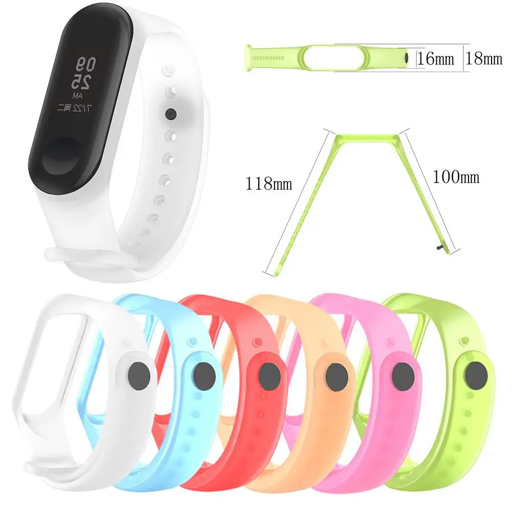 Силиконовый наручный ремешок для Xiaomi Mi Band 3 Смарт-браслет аксессуары для смарт-браслет половина прозрачная запасная часть браслета