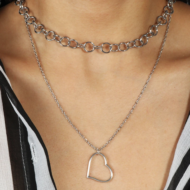 Высокое качество большие открытые круглые ожерелья с сердечками и кулонами для