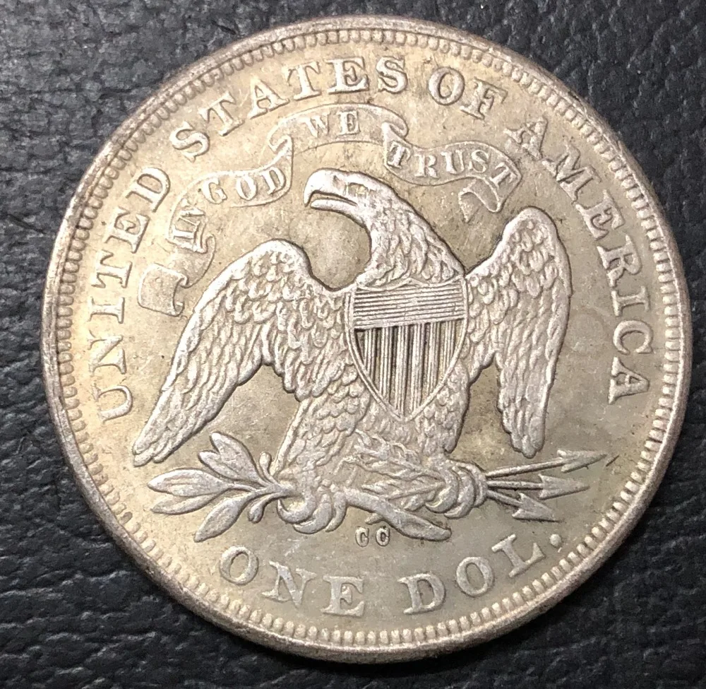 1871 CC Соединенные Штаты Сидящая свобода один доллар Посеребренная КОПИЯ