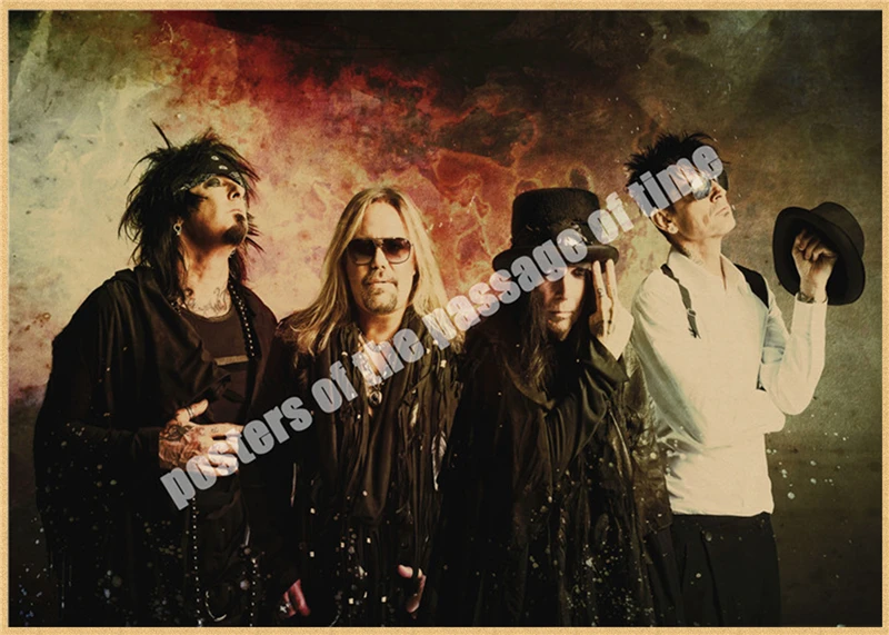Motley Crue винтажная Ретро рок-группа музыкальная гитара матовая крафт-бумага античный плакат Настенная Наклейка домашний декор