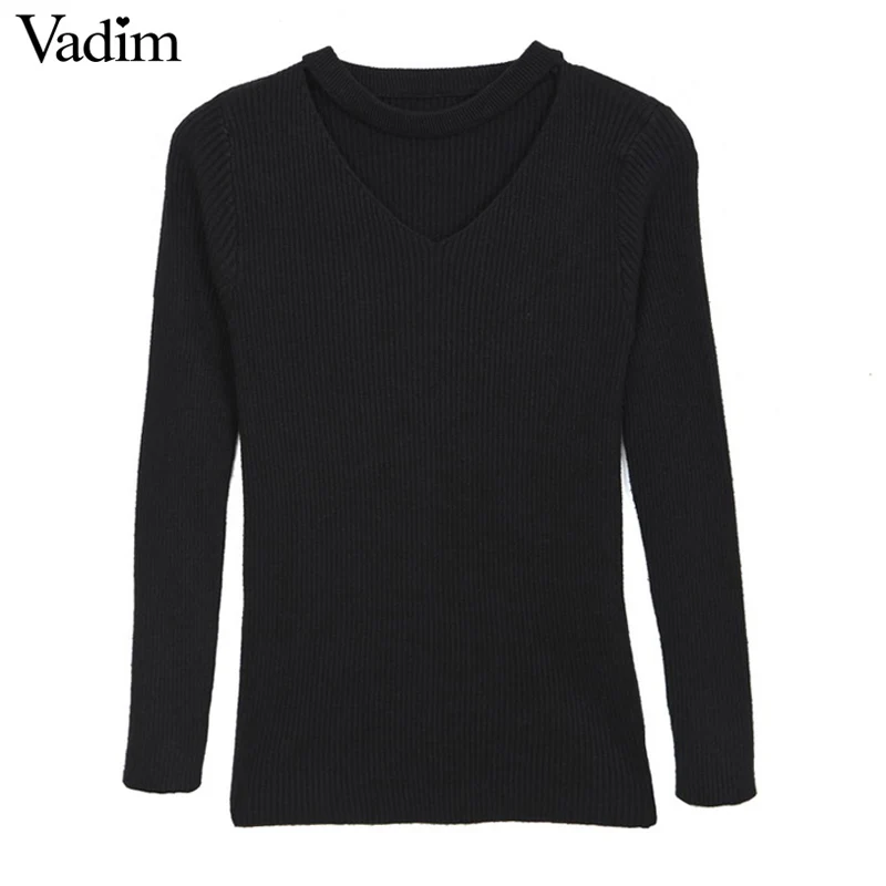 Женский свитер с вырезом и длинным рукавом однотонный Повседневный карамельных