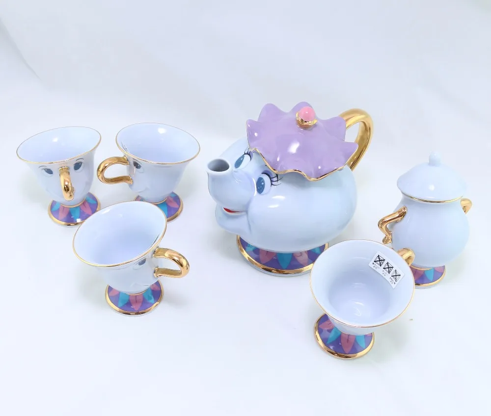 Лидер продаж 2018 чайный набор Красавица и Чудовище Mrs Potts чайник чашка сахарница