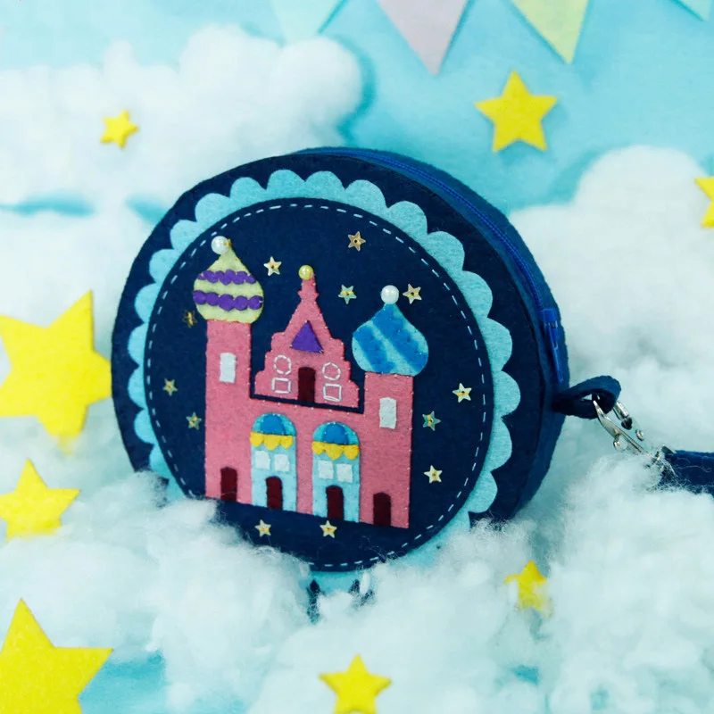 Стиль замка войлок кошелек для монет сумка девочек сделай сам ручная работа