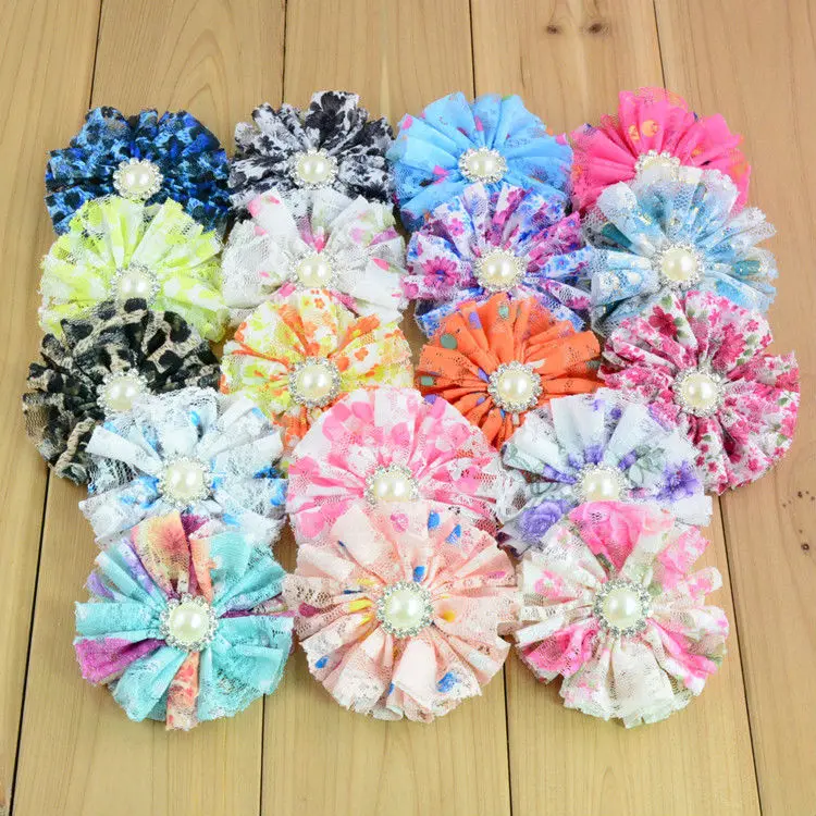 20 шт./лот новые шитые кружевные цветы со стразами альтернативные шифоновые