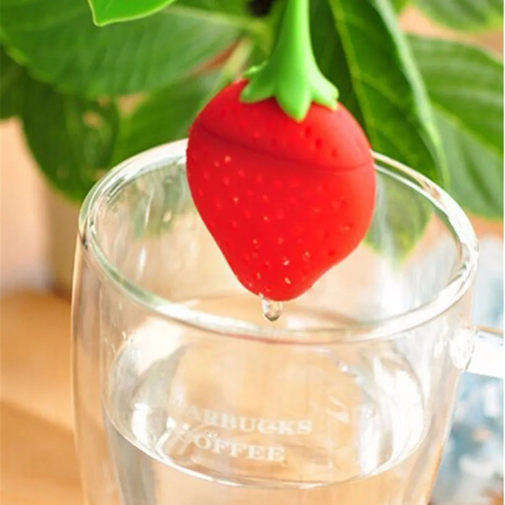Прекрасный в форме Клубнички силиконовая для чая Infuser пищевая сетка чайник