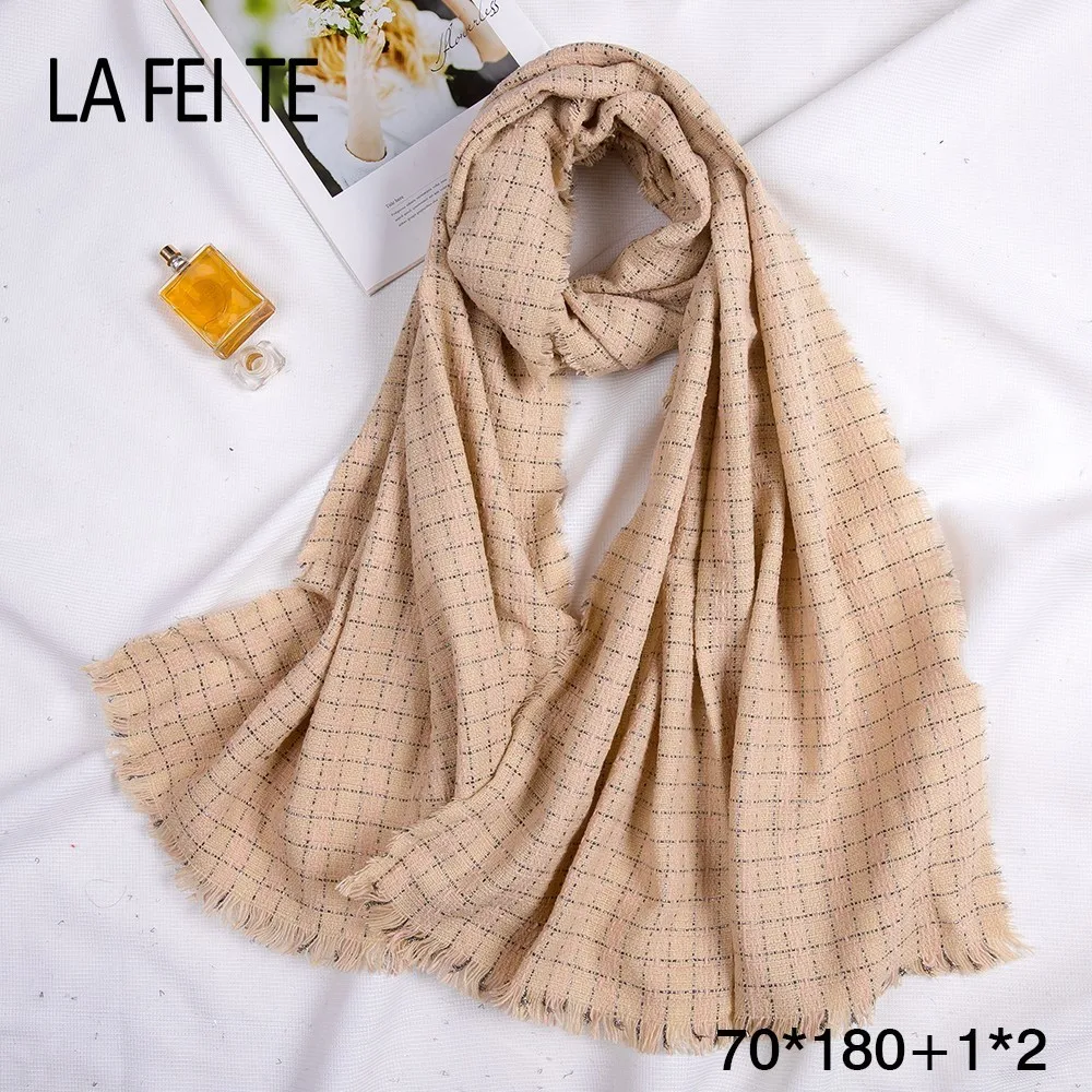 Зимний шарф из 100% шерсти женский длинный кашемировый клетчатый шарф-шаль