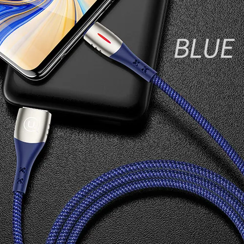 Синий USAMS usb type C кабель умное отключение питания, QC3.0 кабели быстрой зарядки светодиодный USB C кабель умное зарядное устройство кабель для samsung s10 8 huawei P20 - Цвет: Синий