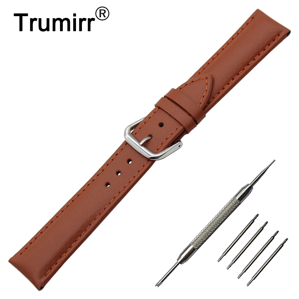 

Genuine Leather Watch Band 20mm for Ticwatch 2 42mm Stainless Buckle Strap Wrist Belt Bracelet Black Brown + Spring Bar + Tool