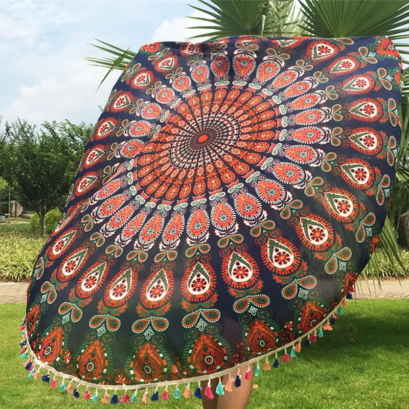 Круглый Мандала Гобелен Индийской Богемной Стене Висели Гобелены Boho Пляж