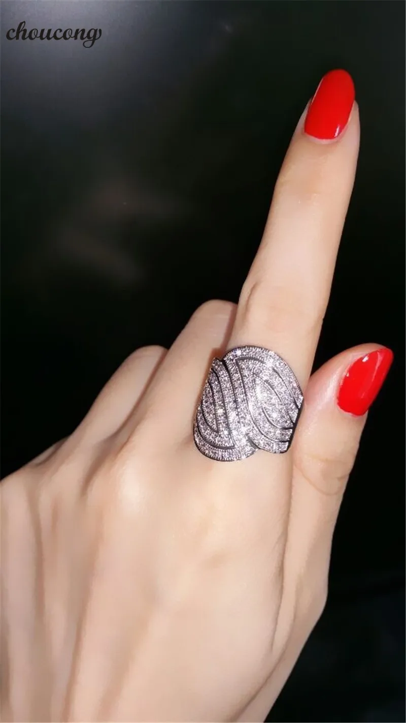

choucong Fashion Promise Ring 925 Sterling Silver Mirco Pave 140pcs AAAAA cz Party Wedding Band Rings For Women Finger Jewelry