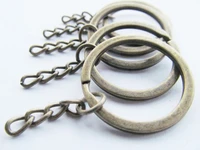 50pcs 30mm silver toneantique bronze two circle key chain ring connector clasp pendant charm findingextender chain diy