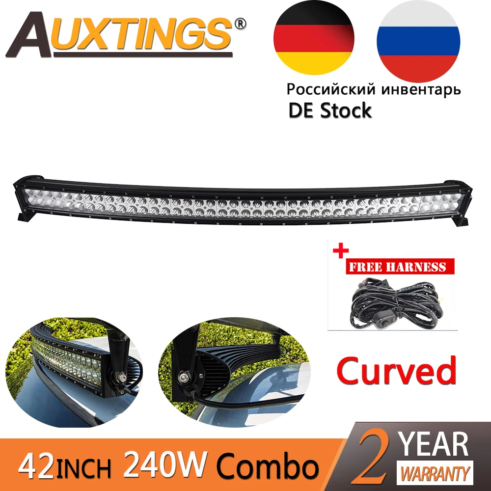

Auxtings 42'' inch 240W curved Led bar 12V 24V 4x4 truck UTV ATV tractor offroad car led light bar for Jeep Offroad Boat Car 4WD