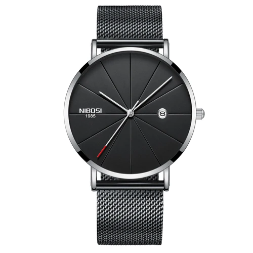 SilverBlack Milanese NIBOSI часы мужские унисекс Стиль часы Для мужчин и Для женщин смотреть Luxury известный Топ Брендовое платье модные часы Кварцевые наручные часы с Миланского группа часы женские - Цвет: SilverBlack Milanese