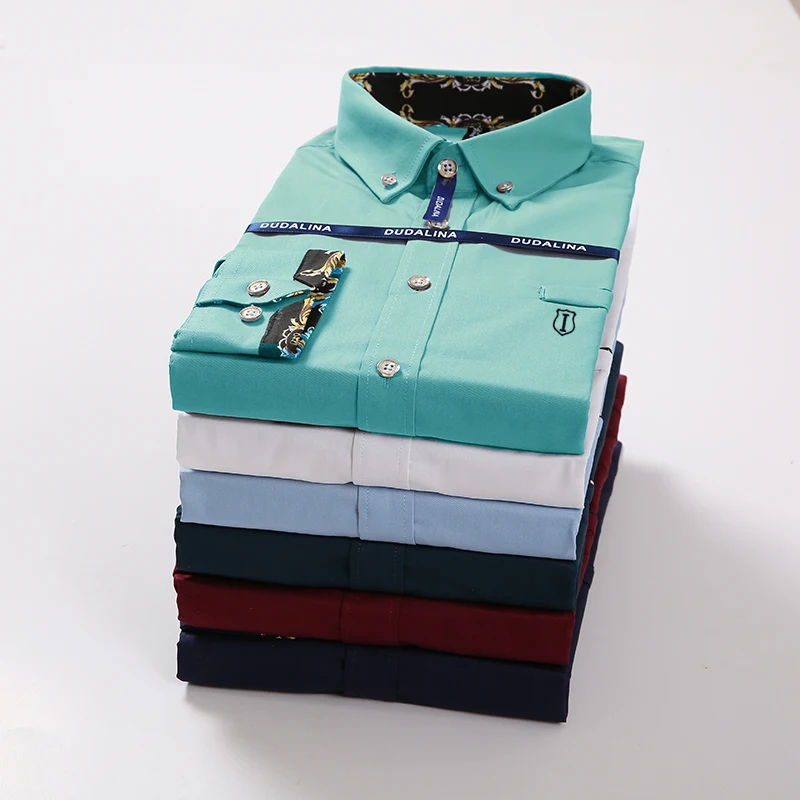 Dudalina Sergio k Camisa, брендовая одежда, мужские рубашки с длинным рукавом, одноцветная рубашка, приталенная, повседневная, светская, мужская рубашка