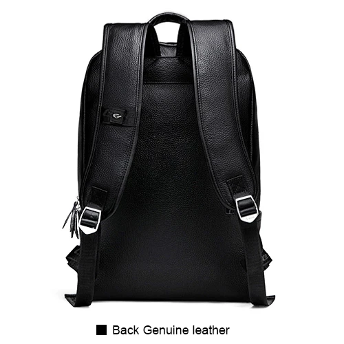 back genuine leather Мужской рюкзак из натуральной кожи, Молодежные рюкзаки, школьный рюкзак, сумка для книг, высокое качество, рюкзак для ноутбука, мужской рюкзак для путешествий, сумка - Цвет: back genuine leather