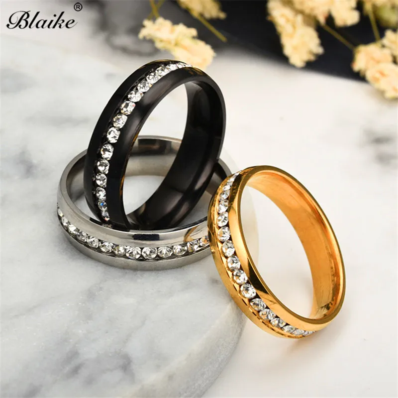 Blaike однорядные Золотые/Серебристые/черные кольца из нержавеющей стали для