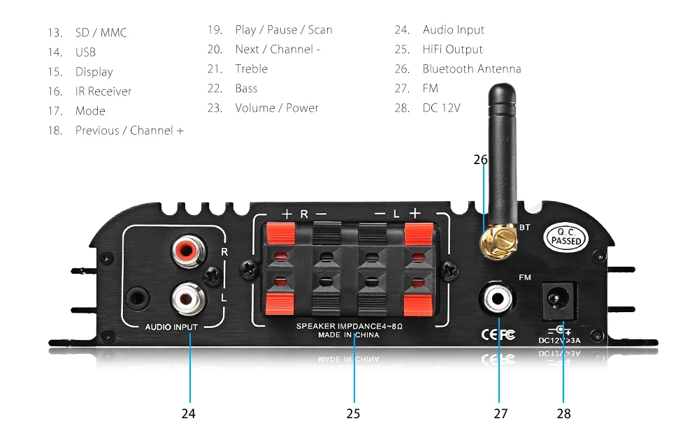 Lepy LP 269 S Hi Fi Bluetooth автомобиля Мощность усилитель 2 канальный стерео плеера аудио