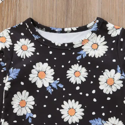 Милые детские комплекты одежды с ромашками для маленьких девочек топы цветочным