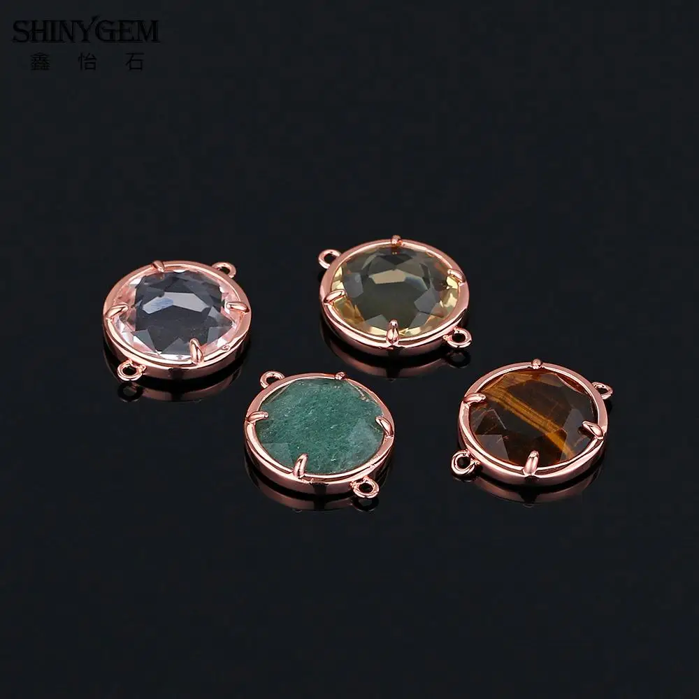 ShinyGem натуральный граненый круглый драгоценный камень соединители для