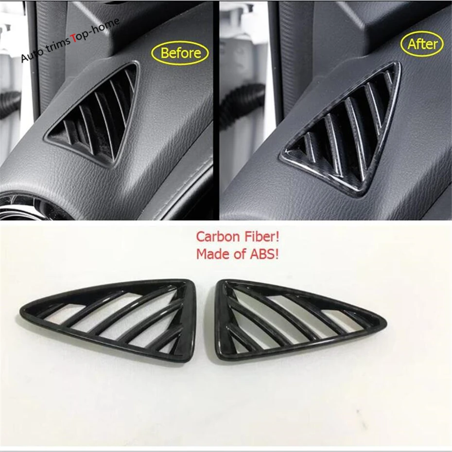Yimaautotrims Fit For Mazda 2 Demio 2015 - 2019 Front Dashboard Air AC Vent Cover Trim / Matte Style Carbon Fiber Look | Автомобили и
