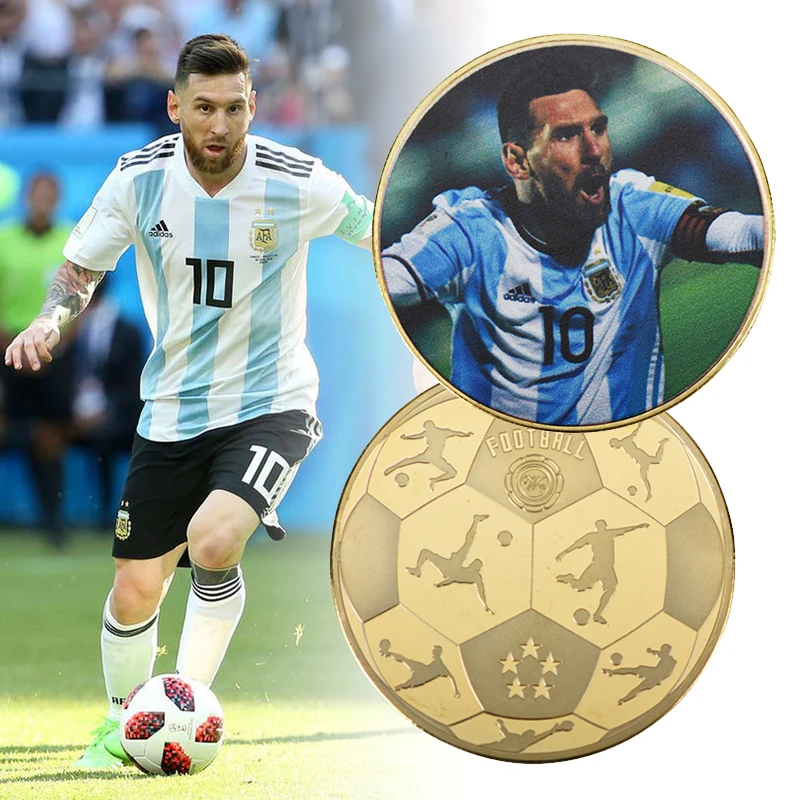 2019 WR Lionel Messi AAA позолоченная металлическая монета Спорт Футбол Золотая с чехлом