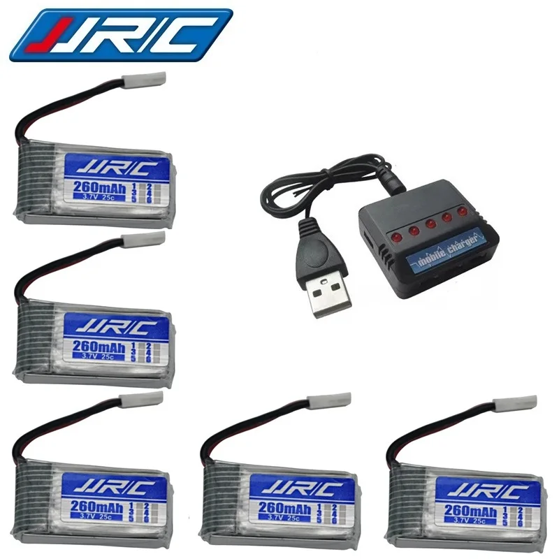 JJRC H8 Оригинальная батарея 3 7 V 260mAh Lipo и 6 USB зарядное устройство для Mini RC Quadcopter drone part