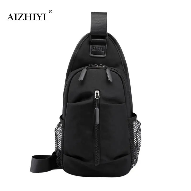 black Бренд AIZHIYI, нагрудная сумка, USB, сумка-мессенджер, через плечо, для мужчин, на плечо, слинг, сумка, водонепроницаемая, короткая, для поездок, для мобильного телефона, вертикальная сумка - Цвет: black