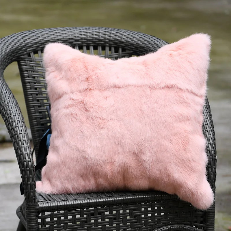 

Free Shipping CX-D-05G Real Rabbit Fur Soft Sofa Cushion Cover / Pillow Natural Color Pillow Case