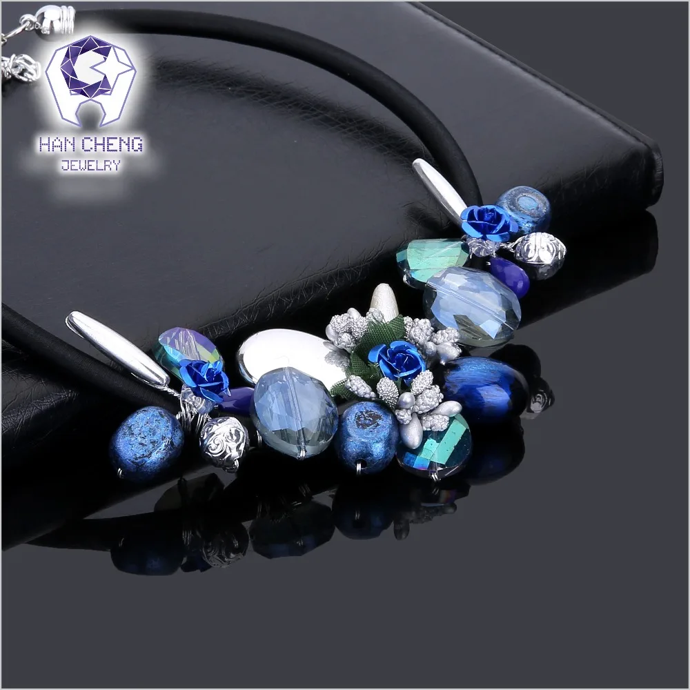 HanCheng модное богемное ожерелье-чокер с бусинами в виде цветов и кристаллов