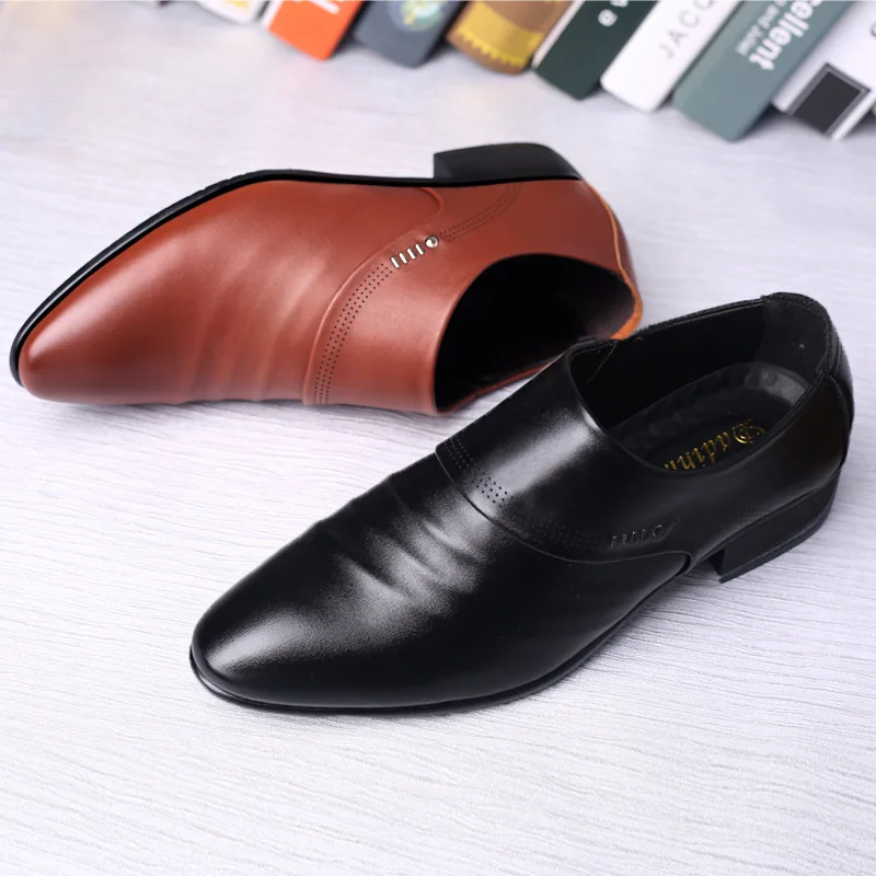 2018 Big size fashion Mature man soft leather shoes flats wedding Business dress dad slip on Pointed toe AA-65 | Обувь