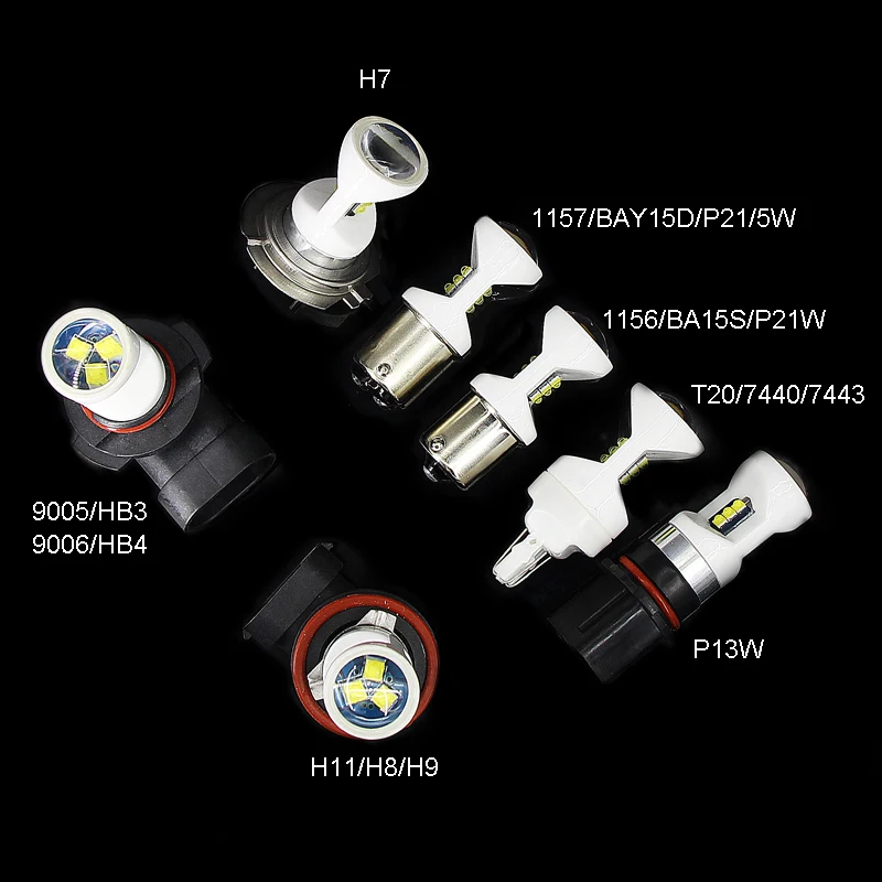2 шт P13W H11 H8 H7 9005/HB3 9006/HB4 T20/7443 1156 BA15S P21W Керамика светодиодный Противотуманные фары