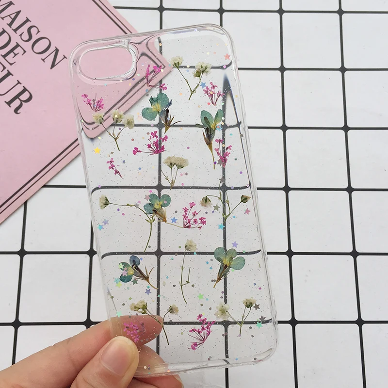 Tfshining Real Dried Flowers Phone Case For On iPhone X XS Max XR 7 8 6 6S Plus Clear Soft TPU Silicone Floral Back Cover Fundas |