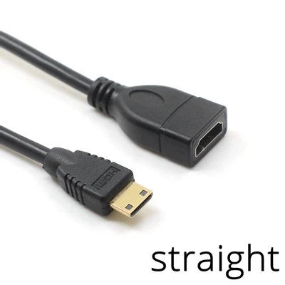 Straight Переходник с прямым углом 90 градусов Mini HDMI Male-HDMI Female конвертер Кабельный адаптер-переходник разъем для телевидения высокой четкости - Цвет: Straight