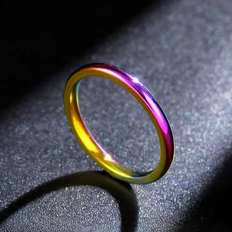 2 мм Радужное кольцо из нержавеющей стали 316 для мужчин и женщин