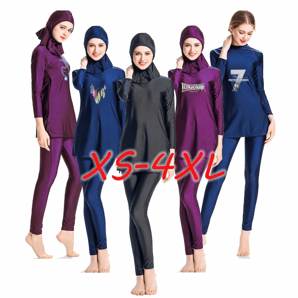 

Женский скромный купальник с длинным рукавом XS-4XL, мусульманский хиджаб