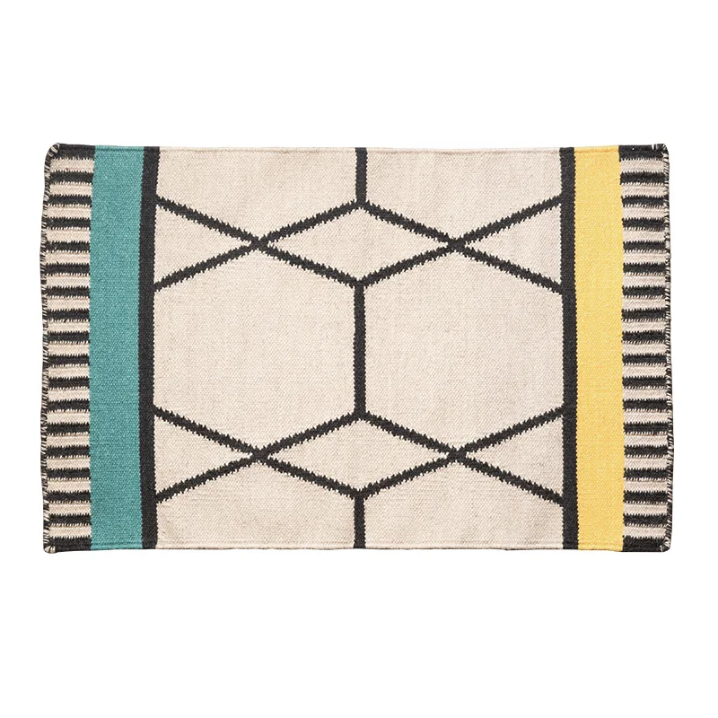 Однотонный ковер Kilim из 100% шерсти марокканский для гостиной геометрический белый