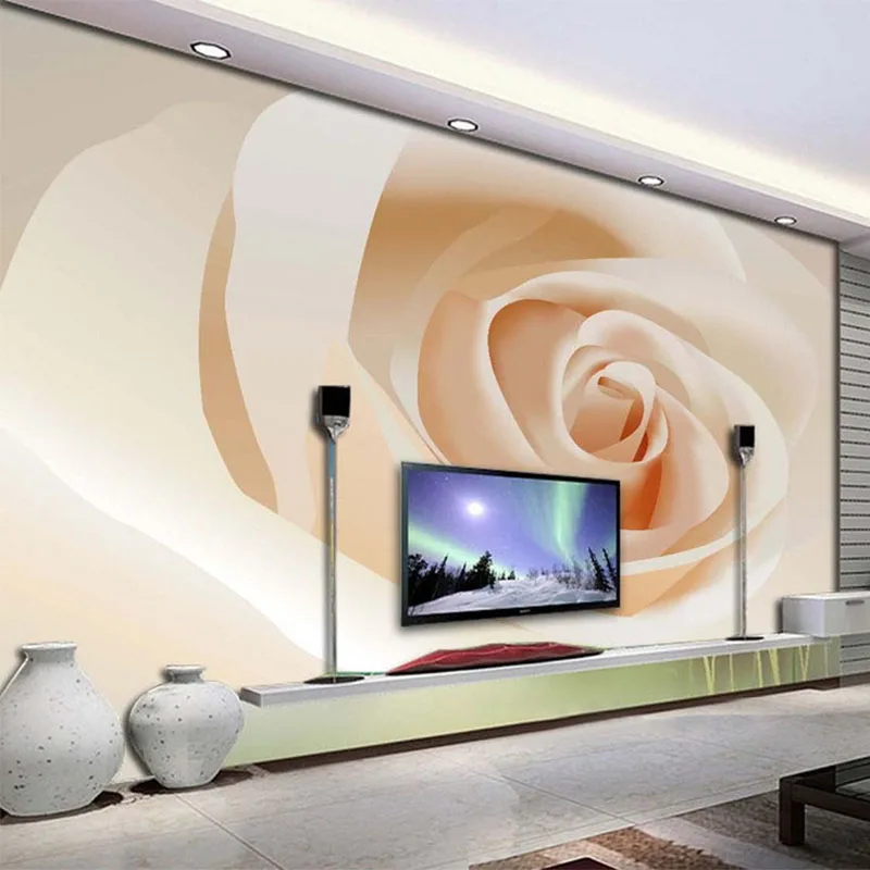Настенные 3D обои с белой розой Современные Простые комнатные уютным дизайном для