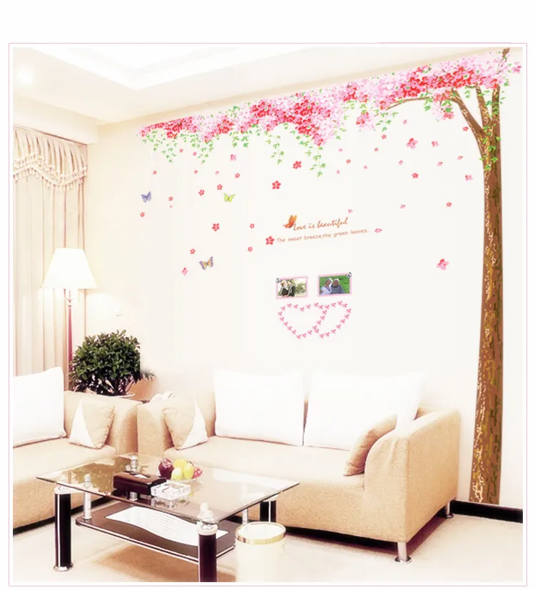 3 шт./компл. Вишневое дерево наклейка на стену цветок бабочка домашний декор для