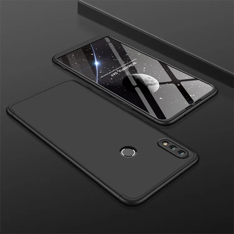Чехол для huawei Y Max 360, полная защита, Жесткий Чехол, три в одном, противоударный и защитный чехол для huawei Y Max YMax Coque Fundas 7,12" - Цвет: black