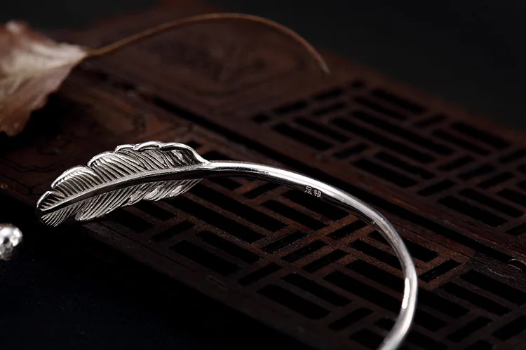 Uglyless реальные 990 Полный Серебряный лист Браслеты Для женщин ручной работы перо браслет экзотические ювелирные украшения стерлингового серебра шар Браслеты