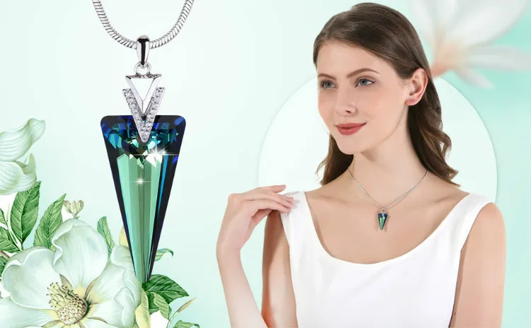 Женское Ожерелье Warme Farben с кристаллами Swarovski, изящное ювелирное изделие, ожерелье с подвеской из треугольника и кристаллов, ожерелье со змеиной цепочкой