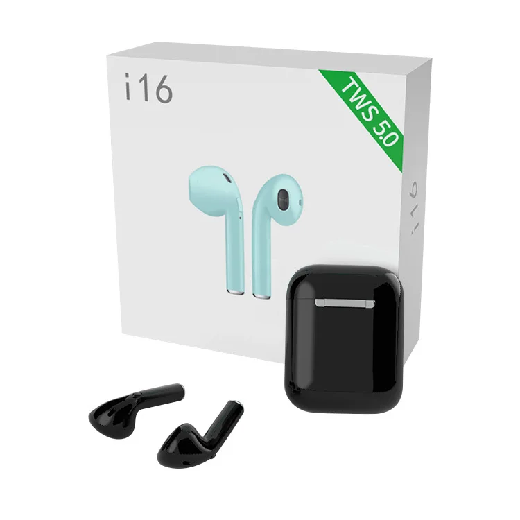 Черный I16 TWS Handsfree True беспроводной наушники Bluetooth наушники спортивные с Шумоподавлением беспроводные наушники Bluetooth гарнитура с микрофоном - Цвет: Черный