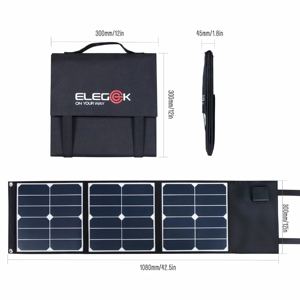 ELEGEEK 5 в 18 в 40 Вт портативное солнечное зарядное устройство SUNPOWER DC 18 в наружное солнечное зарядное устройство для ноутбука/12 В батарея/мобильный телефон