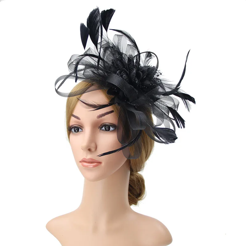 Шляпа Свадебная королевские шляпы цветок Pamelas Y Sombreros Para Bodas перья шляпка для церкви Зажимная лента шляпа для банкета Свадебная Тиара