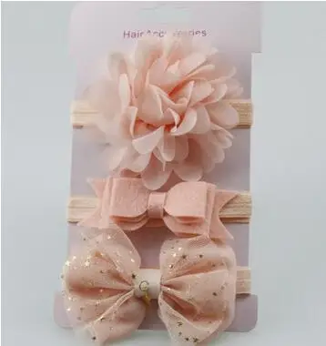coral pink 3 шт. Детский Эластичный цветочный венок ободок для волос для девочек Bebe бант повязка для волос для малышей аксессуары для волос набор реквизит для фотосессии - Цвет: coral pink